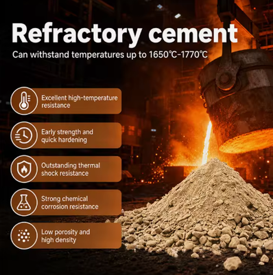 Producent cementu ogniotrwałego Cement wysokoglinowy Cement ogniotrwały 1800C do pieców cementowych