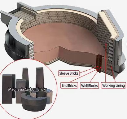 Rongsheng ogniotrwałe cegły węglowe magnezyjne wysokiej temperatury 1800°C cegły węglowe magnezyjne dla Eaf i konwerter